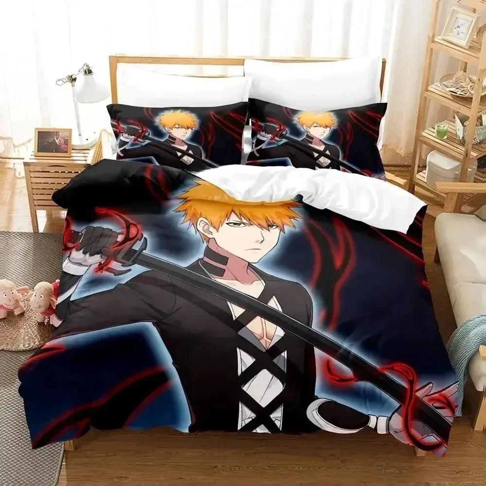 Anime Bleach Duvet Cover Set Single Twin Full Queen King Size Comforter Decorative Bedding Set with Zipper for Girls Boys Kids