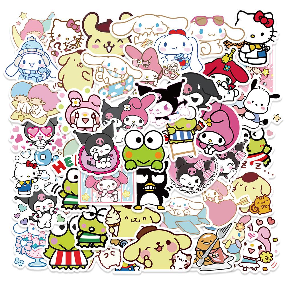 50/100pcs Sanrio Series Kuromi Hello Kitty Cinnamoroll Stickers Cute Multi-purpose Waterproof Decorative Refrigerator Computer