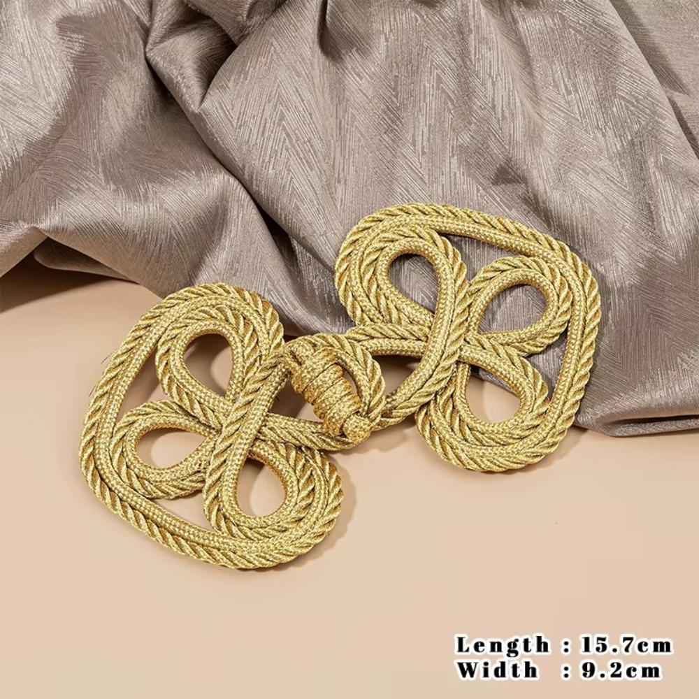 Handmade Chinese Knot Buttons Golden Cheongsam Buttons Traditional Gold Lace Trim Clasps  DIY Craft