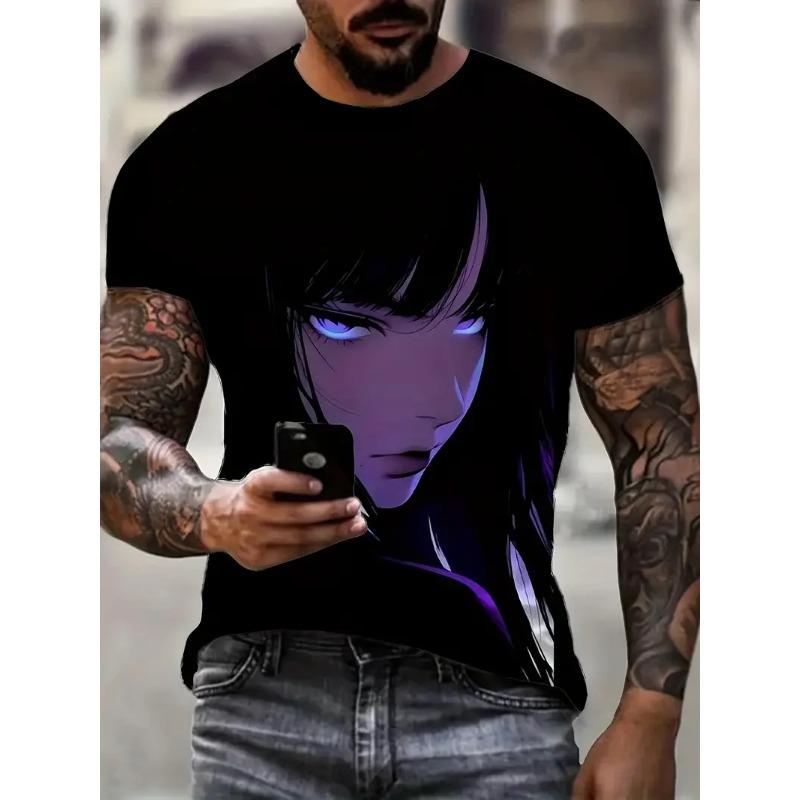 Letní Pánská Trička s Krátkým Rukávem s 3D Potiskem Anime Postav s Kulatým Výstřihem