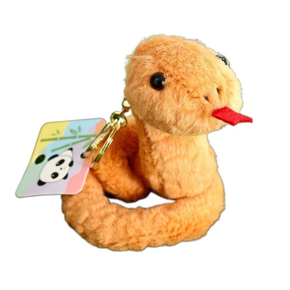 

Cartoon Animal Snake Keychain Soft Snake Stuffed Dolls Kawaii Plush Toys Pendant Backpack Decor коричневий