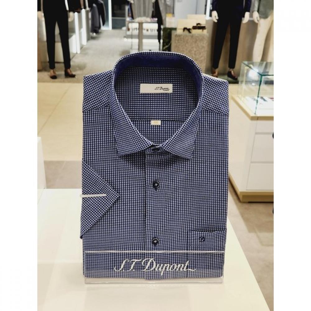 S.t. Dupont Regular Fit Short Sleeve Gingham Check Poly Sucker Shirt Se4mm11hs112sbu 095