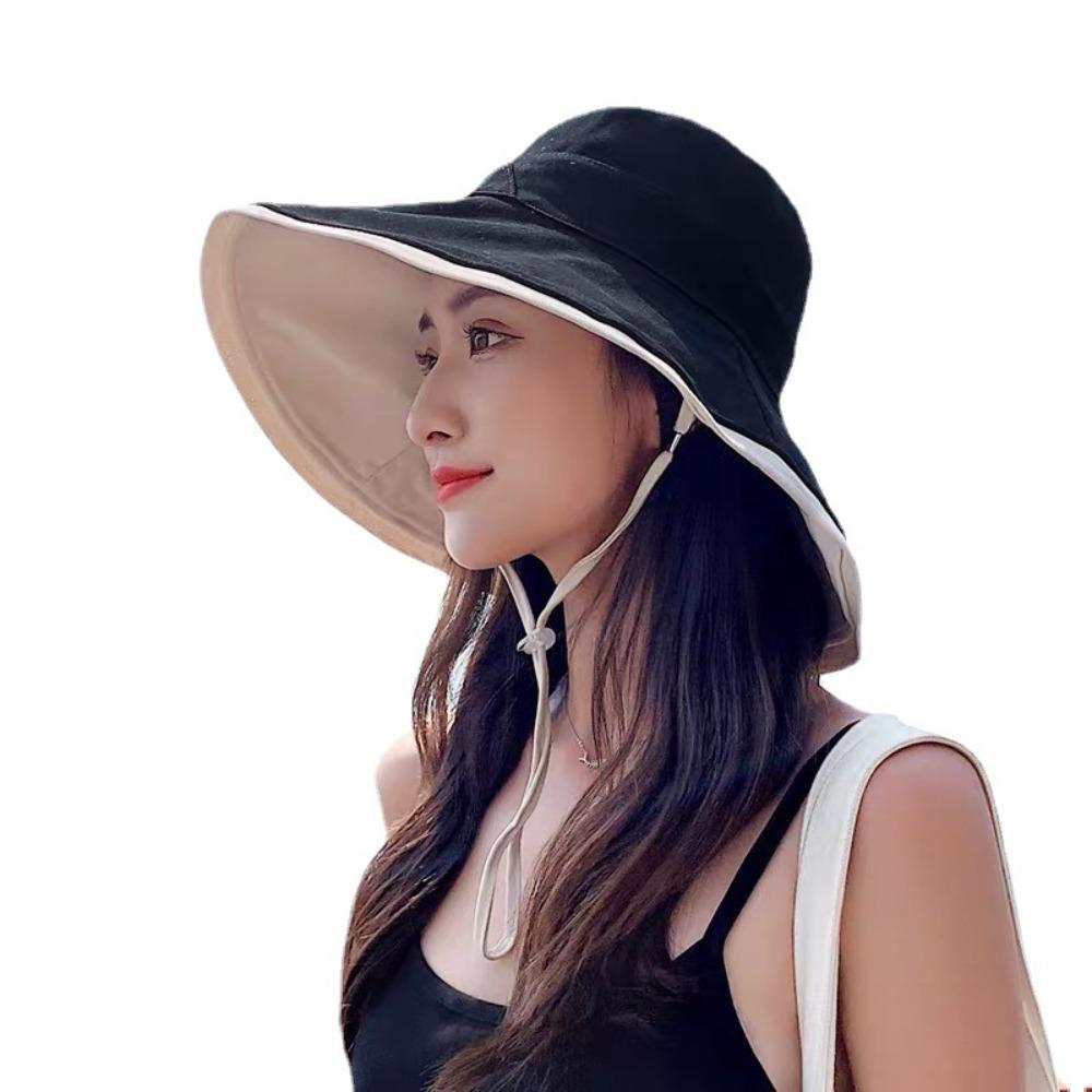 Soft Double-sided Wear Fisherman's Hat Broad-edged Bucket Hat Portable Women Sun Hat  Beach