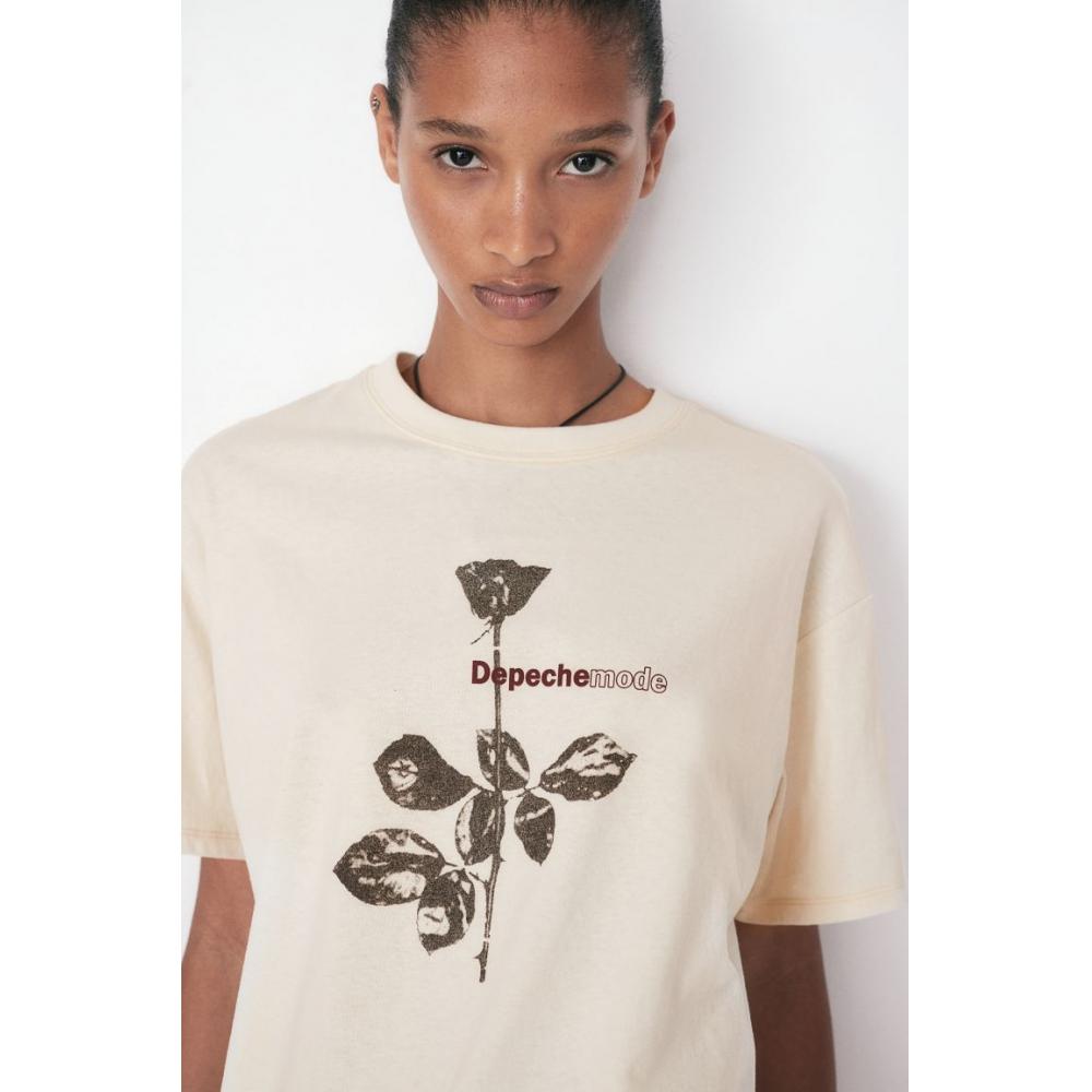 

Футболка большого размера с принтом HM Light Beige Depeche Mode