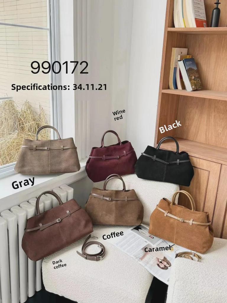 Damen Wildleder-Tragetasche mit großem Fassungsvermögen: Echtes Leder, Retro-Stil, Vielseitig als Hand- oder Umhängetasche