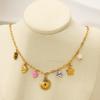 European and American ocean vacation wind plated 18k gold starfish tropical fish sun pendant necklace women's stainless steel jewelry