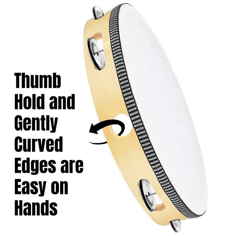 Plastic Tambourine for Kids 6/8/10 Inch Hand Held Percussion Drum Bell Portable Musical Instrument for Outdoor Camping Activity