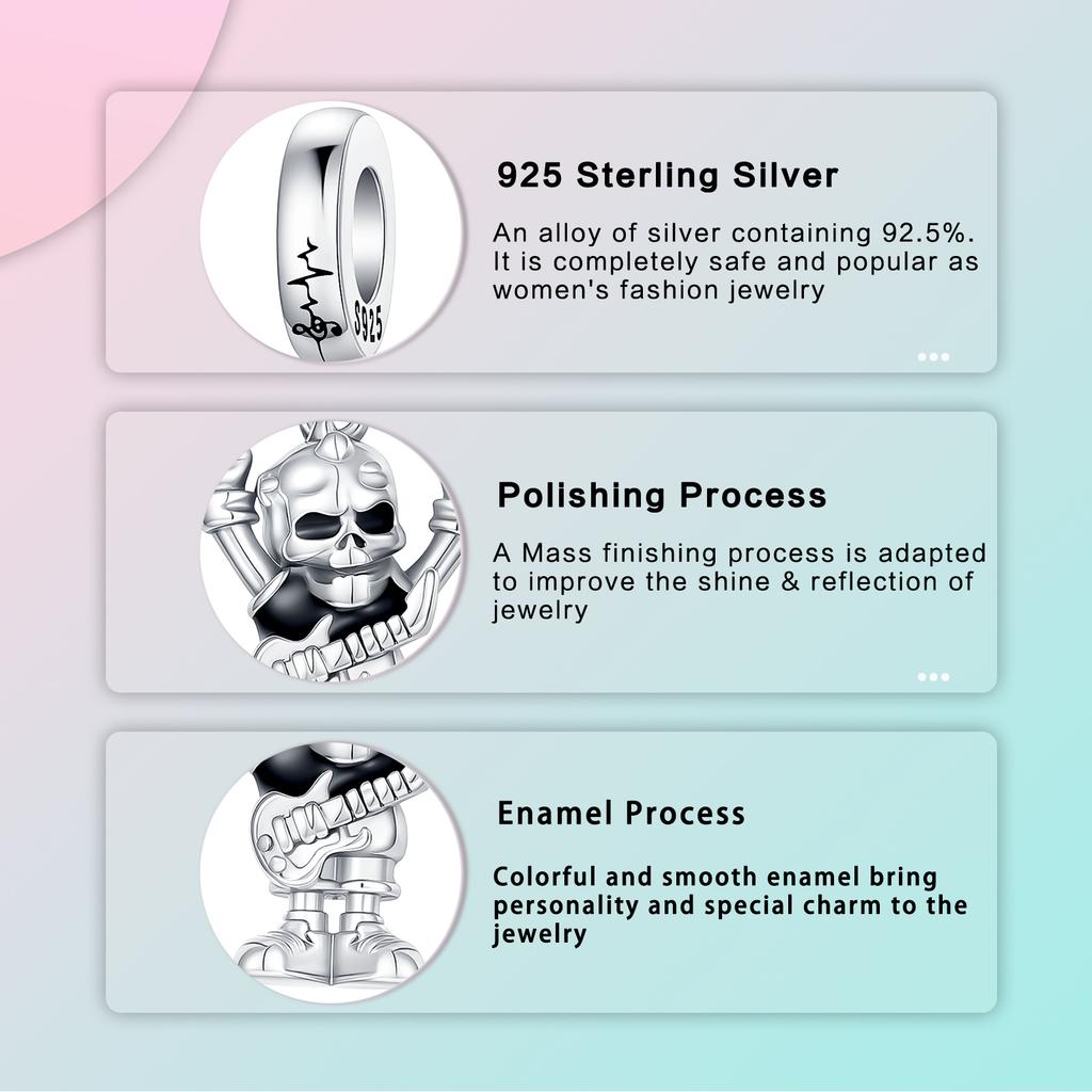 copper Punk Rock Skeleton Band Member Pendant Charm Compatible With Authentic Charm Bracelets Women Do It Yourself Jewellery Gift
