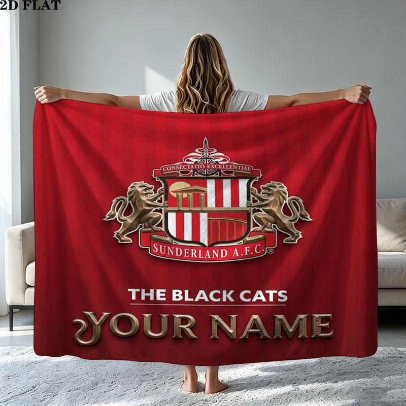 1PC Sunderland A.F Custom Name Patterned Flannel Blanket Suitable For All Seasons for Home Decor Warmth and Comfort Gifts Holiday Present