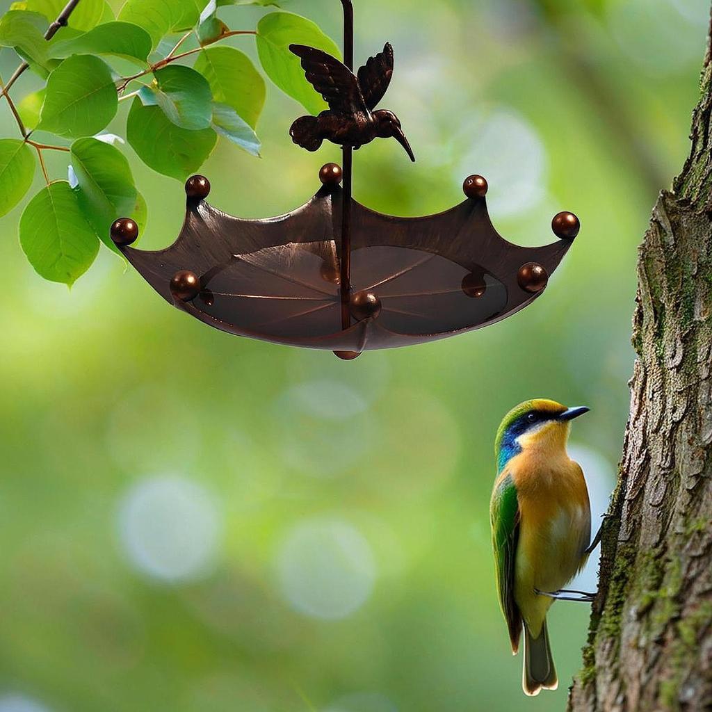 Hanging Bird Bath Decorative Birdhouse Gift Landscape Yard Garden Bird Feeder with Hook for Balcony Lawn Courtyard Fence Railing