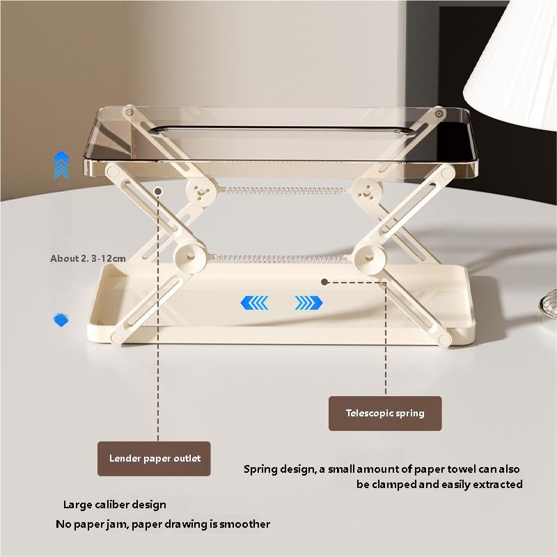 Adjustable Tissue Box Plastic Clear Desktop Tissue Paper Case With Spring Office Tabletop Fashion Creative Tissue Box