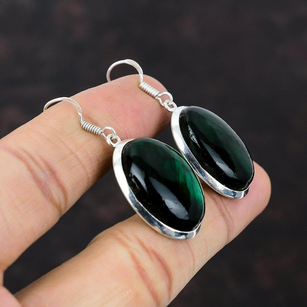 Green Fire Labradorite Earring Dainty Gemstone Jewelry 925 Sterling Silver Earring Handmade Unique Style Earring Gift For Mom Silver Jewelry