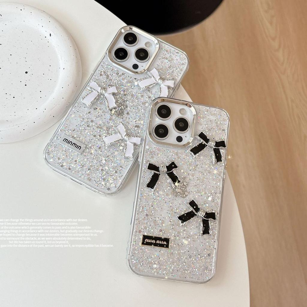 Stylowe etui na telefon z żywicy epoksydowej z wzorem kokardki i litery dla OPPO A6Pro, Realme15, Reno14F