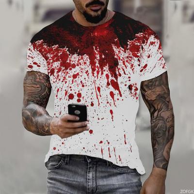 Halloween Spaß Blutmuster 3D Gedrucktes T-Shirt Gruselig Tropfendes Blut Street Herren Oberteile Lässige Mode Rundhalsausschnitt Oversized T-Shirt