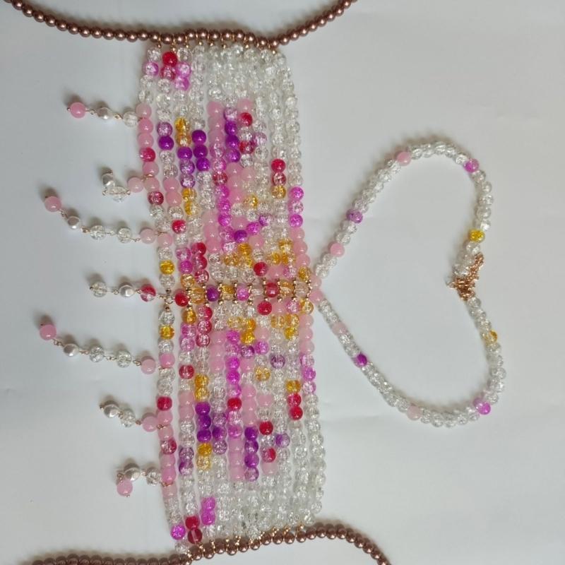 Graduated Colorful Beads Tassels Bralette Body Chain for Women’s Beachwear Beaded Body Jewelry Harness Bustier Bra Top