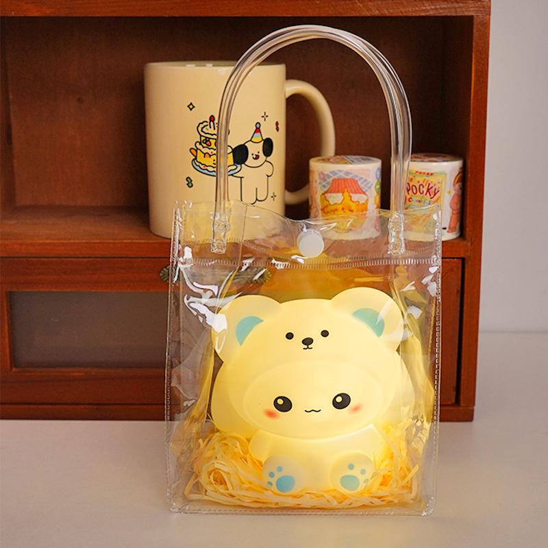 Creative Heart Bear Night Light - Cute Bedroom Lamp & Pinchable Luminous Toy, Perfect Qixi Gift for Girlfriend