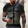 Jesus-Muster Löwe 3D-Druck Sommer Herren O-Ausschnitt T-Shirt Lässig Kurzarm Oversized Pullover Mode Streetwear Herrenbekleidung