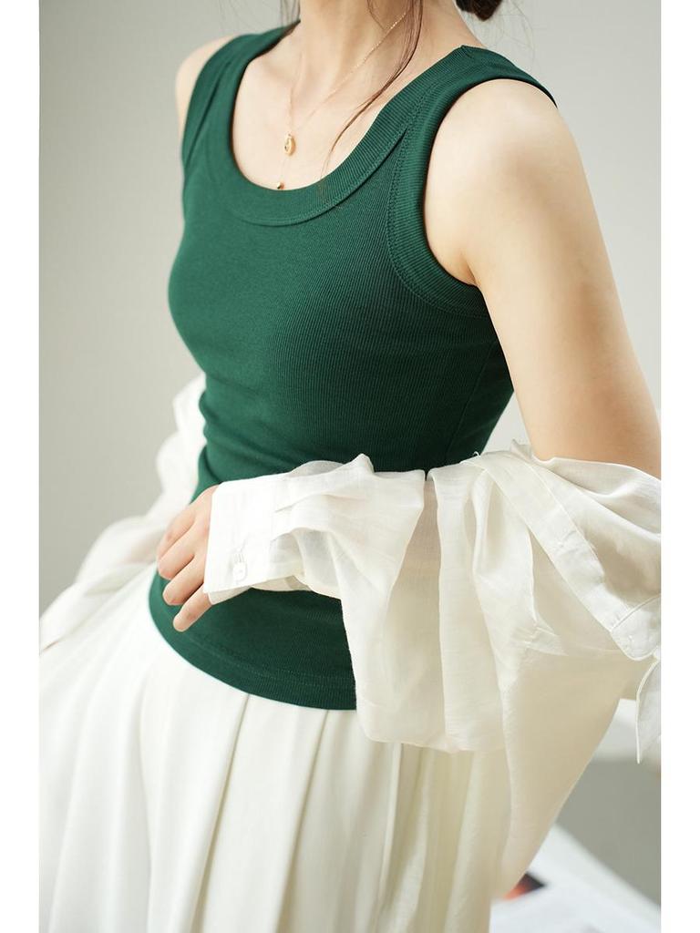 Ripp-Modal-Formweste für Damen mit seitlicher BH-Unterstützung, Bodycon-Basisschicht mit Rundhalsausschnitt für Frühling & Sommer