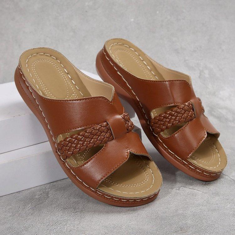 

Summer women s cool slippers sandals women s shoes new comfortable and lightweight wedge heel platform sandals women s beach slippers 43 коричневый
