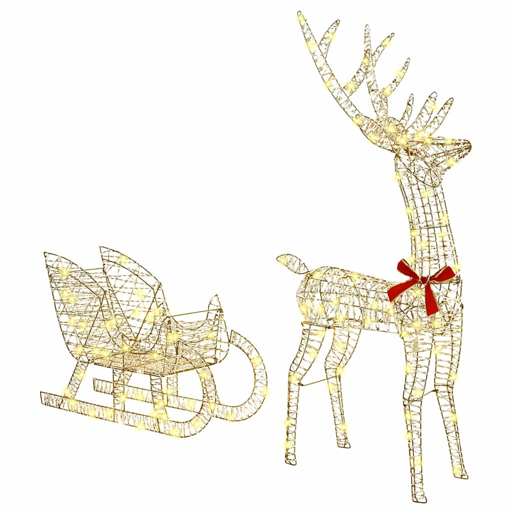 Reindeer Pull Sled Warm White 70 X 26 X 129 Cm PET
