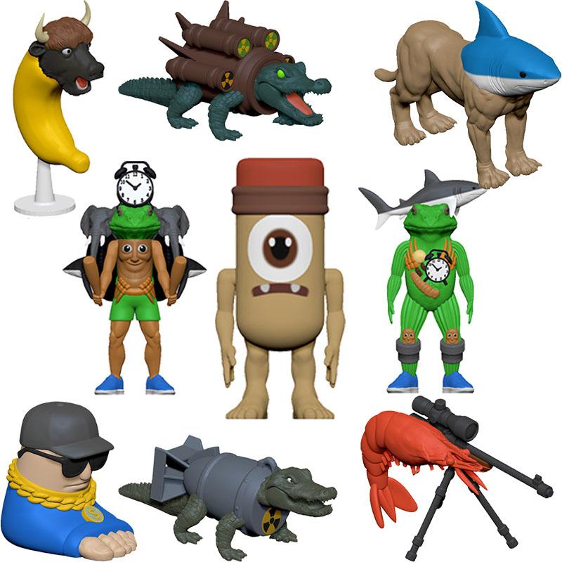 Figurine Rechin Tungtungsahur Figurină Păpușă Amuzantă Decor de Birou Tralalero Tralala Figurină Articulată Mobilă Jucărie Imprimată 3D