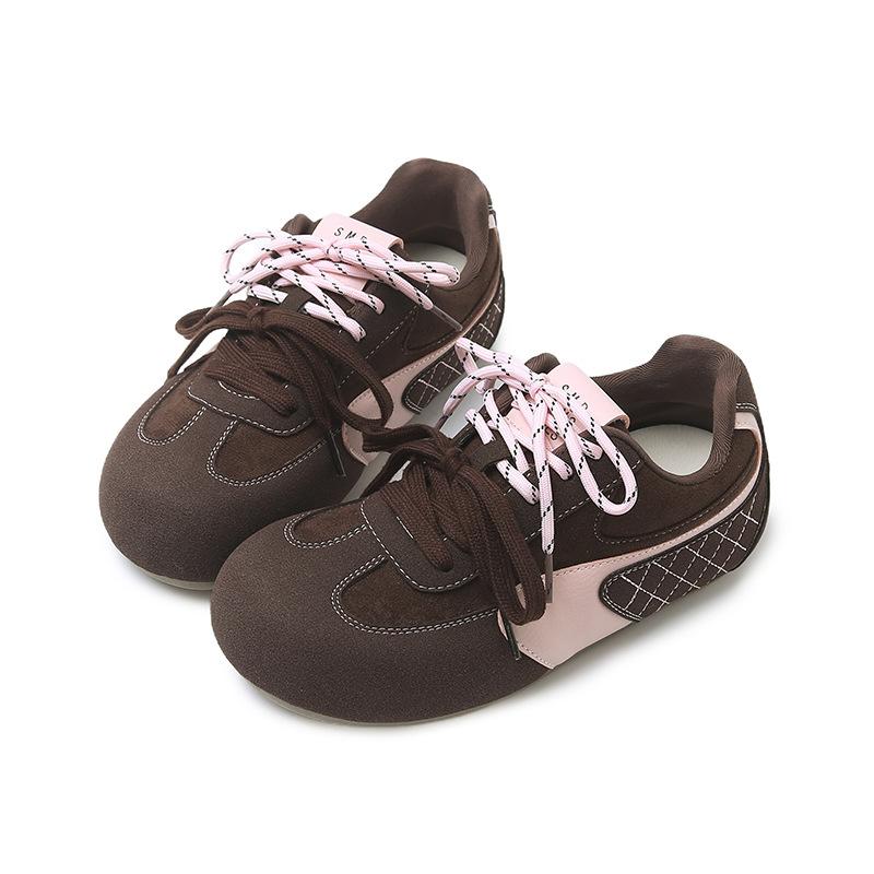 Atmosphere moral training shoes women's leather spring new inner height increase soft sole mango head ugly cute leisure sports Forrest Gump shoes