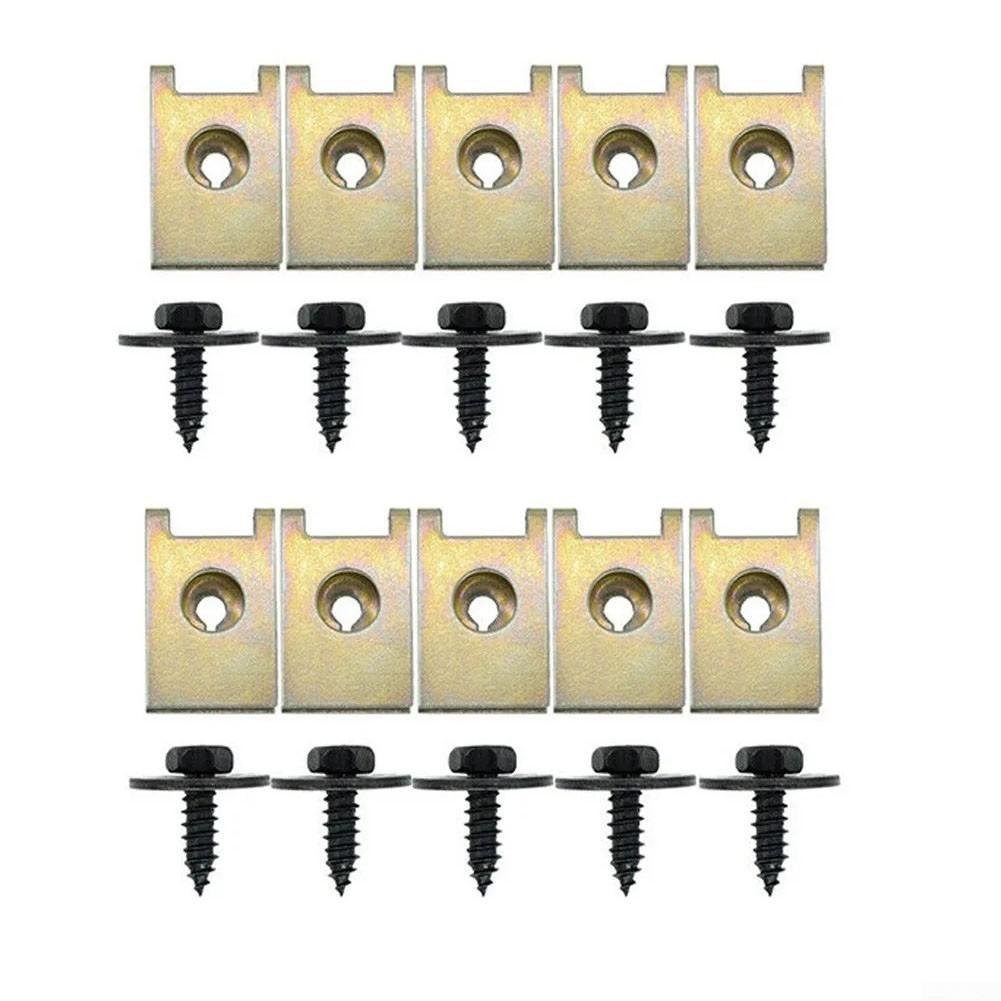 Car Screw Nut Clips Fender Bumper Retainer Metal U Nut Clips