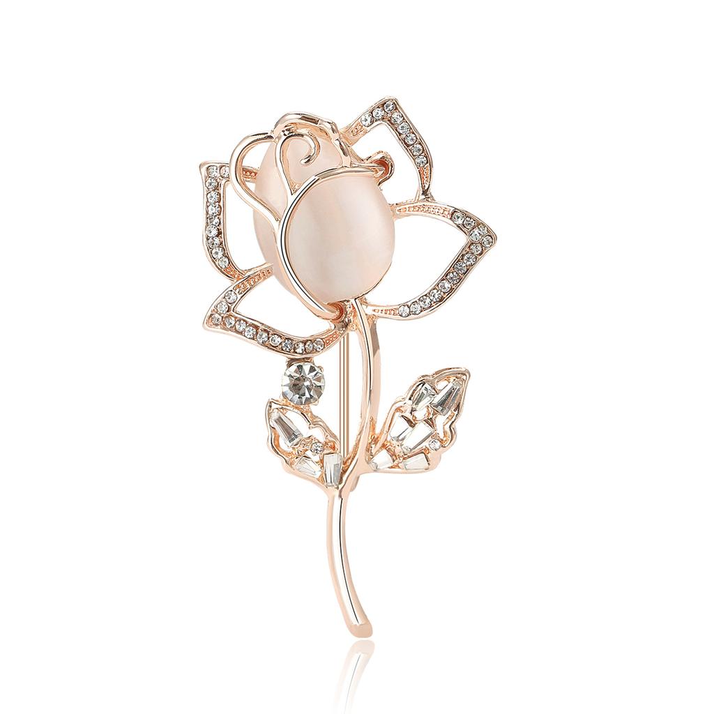 Alloy Rhinestone Opal Tulip Brooch Fashion Temperament Women'S Clothing Corsage Ornament Pin