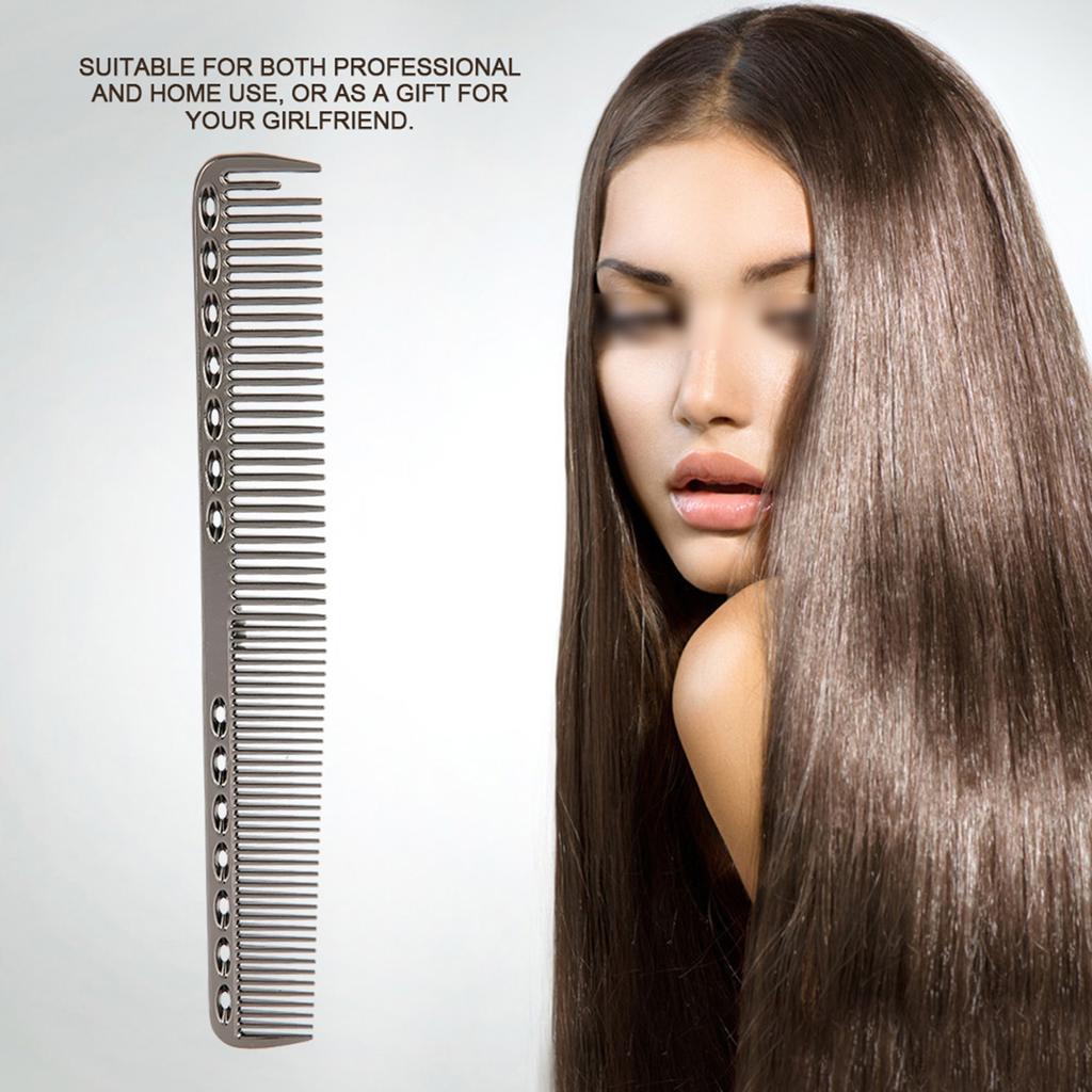 Professional Hair Comb Space Aluminum Stainless Steel Anti  Static Comb Beauty Tools Black02