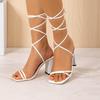 Plus Size Fashion Women's Shoes High Heel Block Heel Sandals Square Toe Cross Strap Sandals