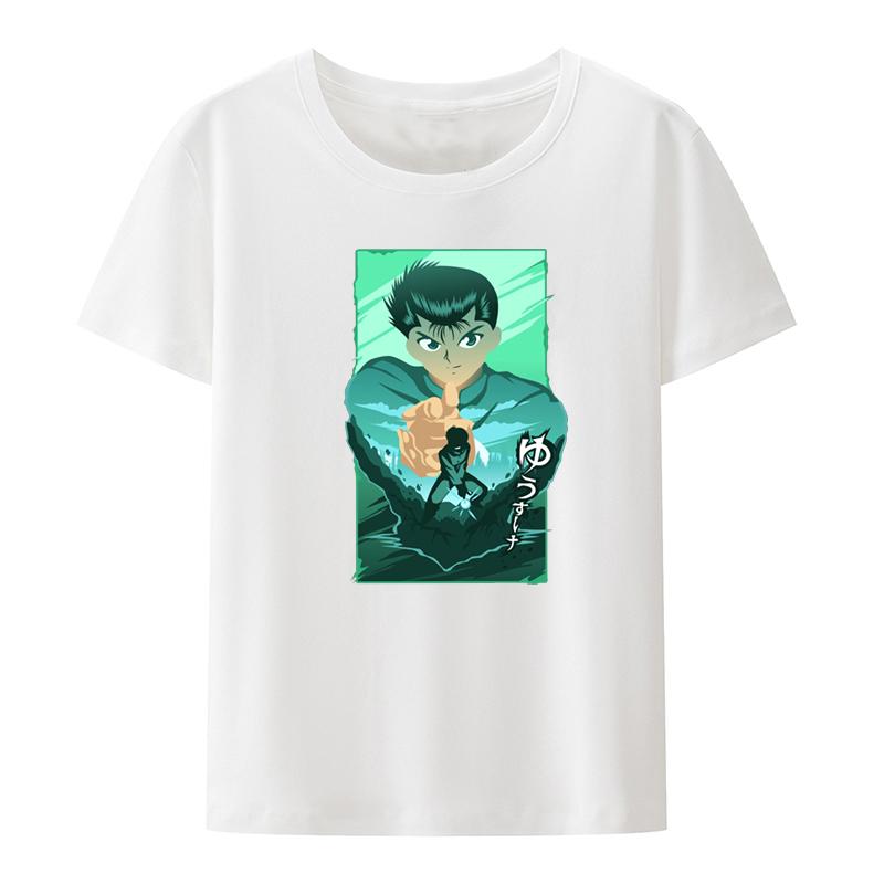 

YuYu Hakusho Yusuke Novelty Nostalgic Japanese Anime Printed Tshirt Top Print Graphic Tshirts Humor Camiseta Hombre Casual S