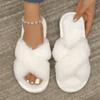 Fashion Cross Belt Women's Plush Slippers for Foreign Trade Cross-border Slippers, Open Toe Slippers Home Girls' Warm Cotton Slippers
