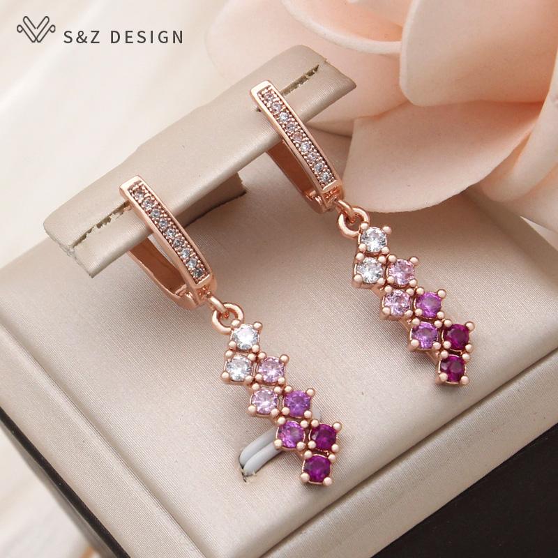 

Модные элегантные розовые серьги-капли с кубическим цирконием для женщин, свадебные серьги цвета розового золота, ювелирные изделия в подарок