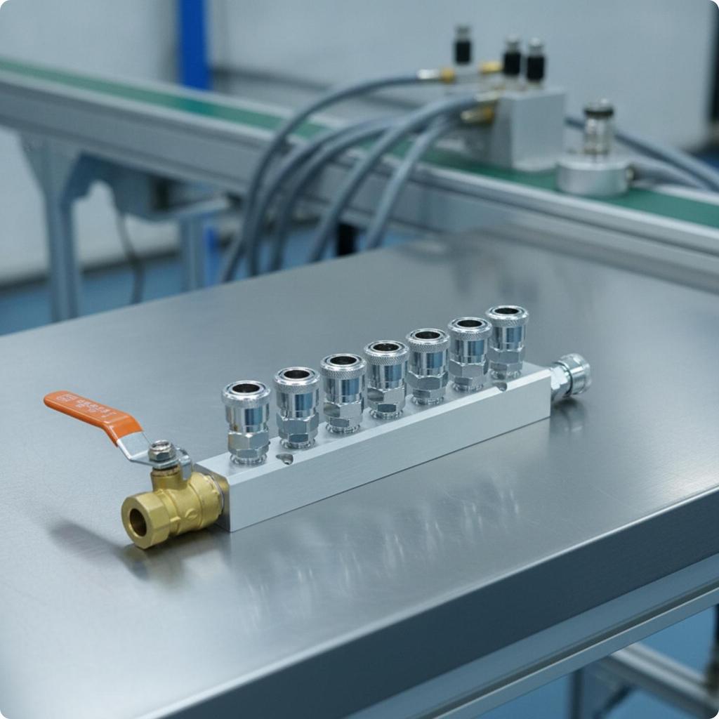 Pneumatic Manifold with Ball Valve Industrial-Grade for Technicians, Mechanics