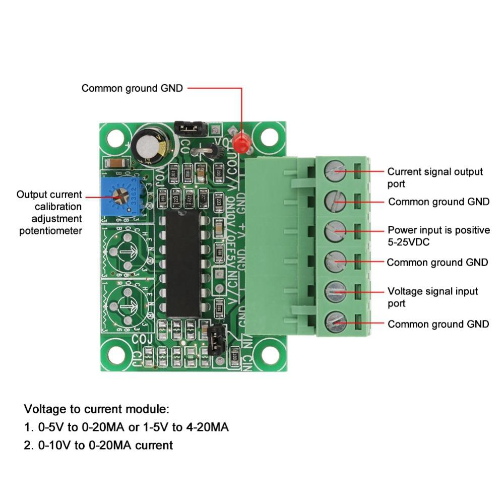 V0-5V/10V to 0-20MA Voltage to Current Module VC-5V20MA 1‑5V to 4‑20MA Module  Signal Conversion