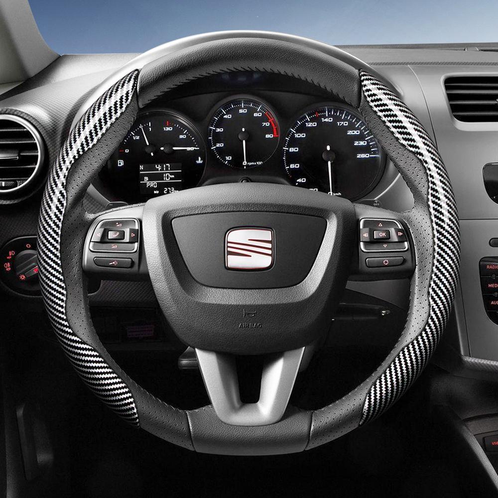 Suitable for Seat Carbon Fiber Texture Steering Wheel Cover with Segmented Quick-Release Design, Durable, for Models Such As Ibiza, Arona, Leon,
