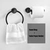 ABBY-4Pcs Bathroom Hardware Black Towel Ring And Toilet Paper Holder Stainless Steel Bathroom Hand Towel Holder Towel