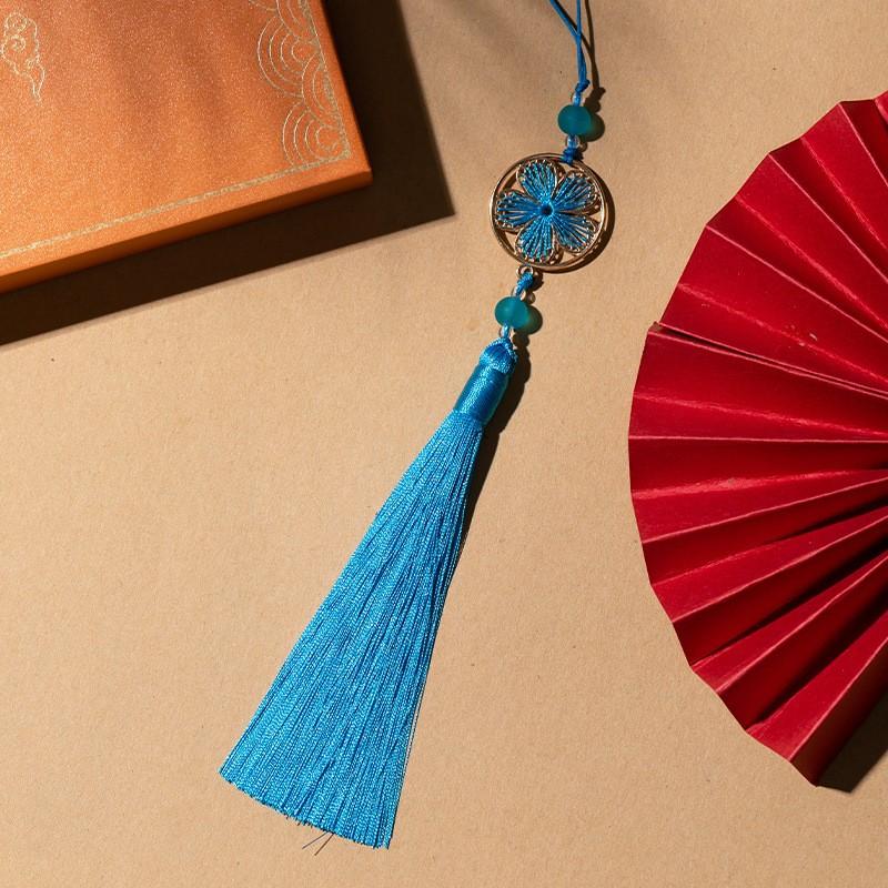 Chińskie klasyczne frędzle delikatny styl etniczny kwiat metalowa rama wisiorki DIY ozdoby rękodzielnicze breloczek dekoracja