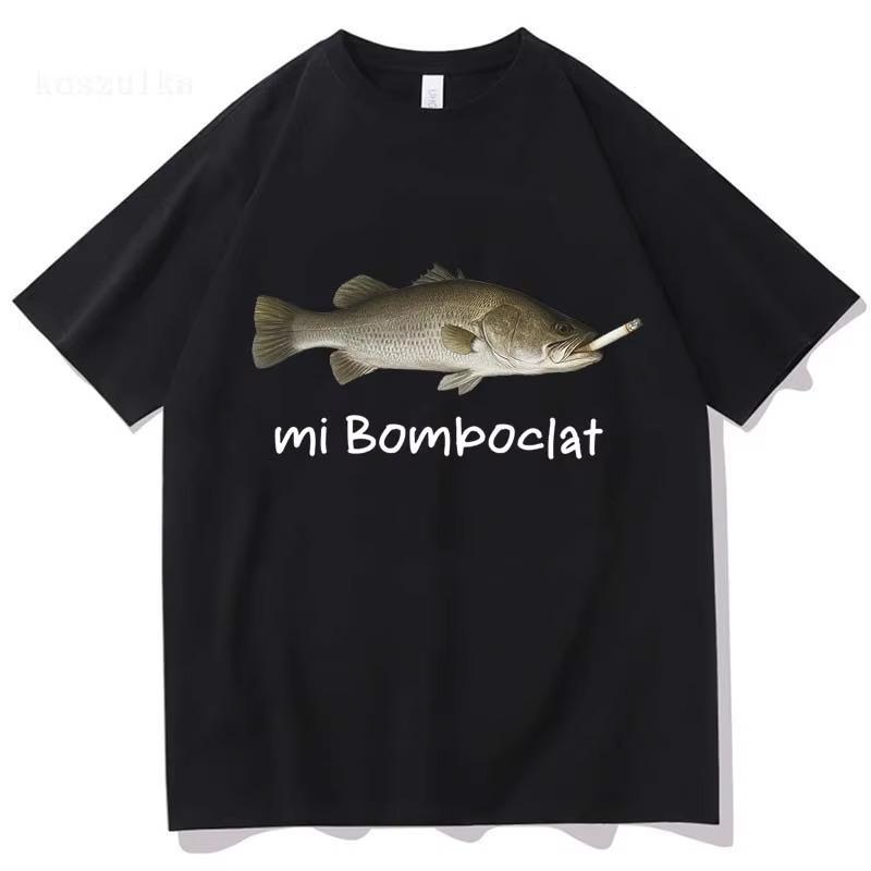 Funny Bomboclat Fish Meme T-shirt High Street Fashion Short Sleeve Tshirts Women Men Harajuku Vintage T Shirts Loose Tees