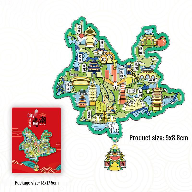 3D China Karte Anhänger Kühlschrankmagnet – Stadt Touristen Souvenir & Kulturelle Dekoration