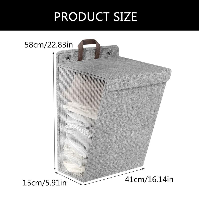 Convenient Foldable Hanging Fabric Basket Wall Mounted Dirty Clothes Organizer Space Saving Laundry Hamper for Home