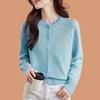 Sweater jacket women's spring clothing new lace collar splicing bead short women's knitted sweater cardigan