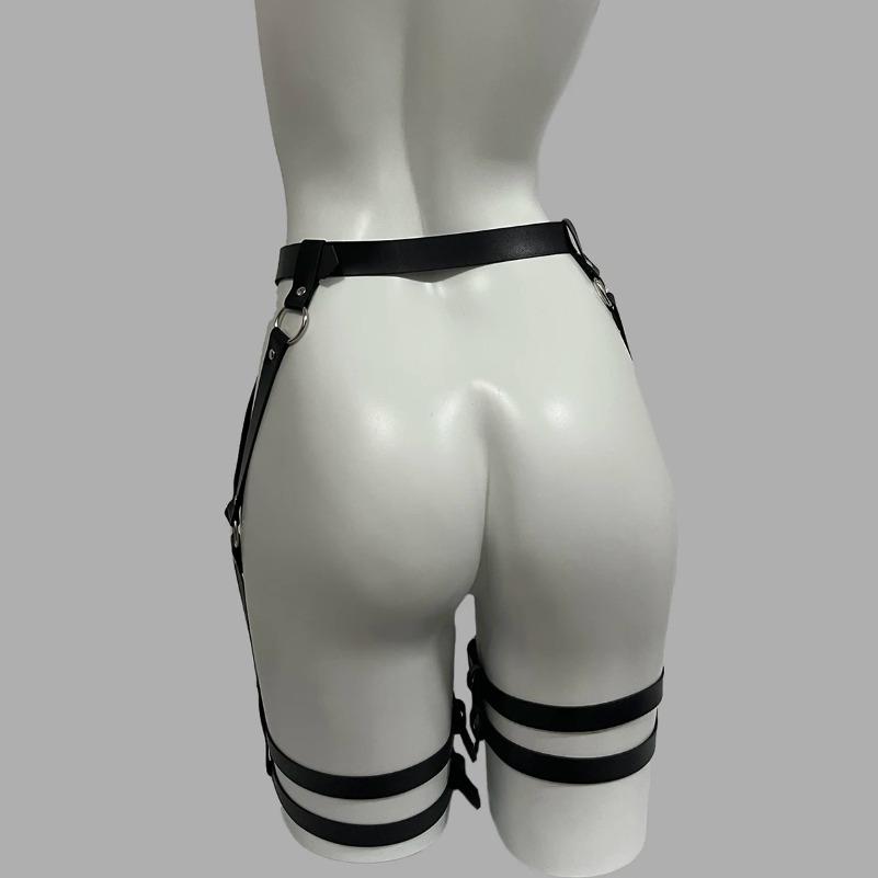 Women Sexy Leg Harness Leather Lingerie Bondage Garter Belt Gothic Clothing Erotic Lingerie Suspenders Bodysuit