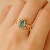 Anello Agata Muschio Pera – Anello Vintage con Fascia Foglia – Anello di Fidanzamento con Pietra Preziosa Verde a Goccia – Gioiello in Argento Sterling 925 Placcato Oro Rosa Regalo