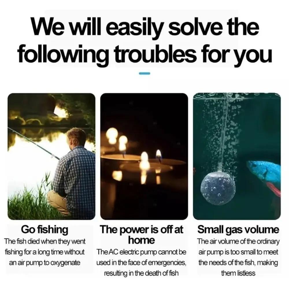 Water Proof Aquarium Oxygen Pump USB Rechargeable Portable Aerator Small Oxygen Machine  Home Use