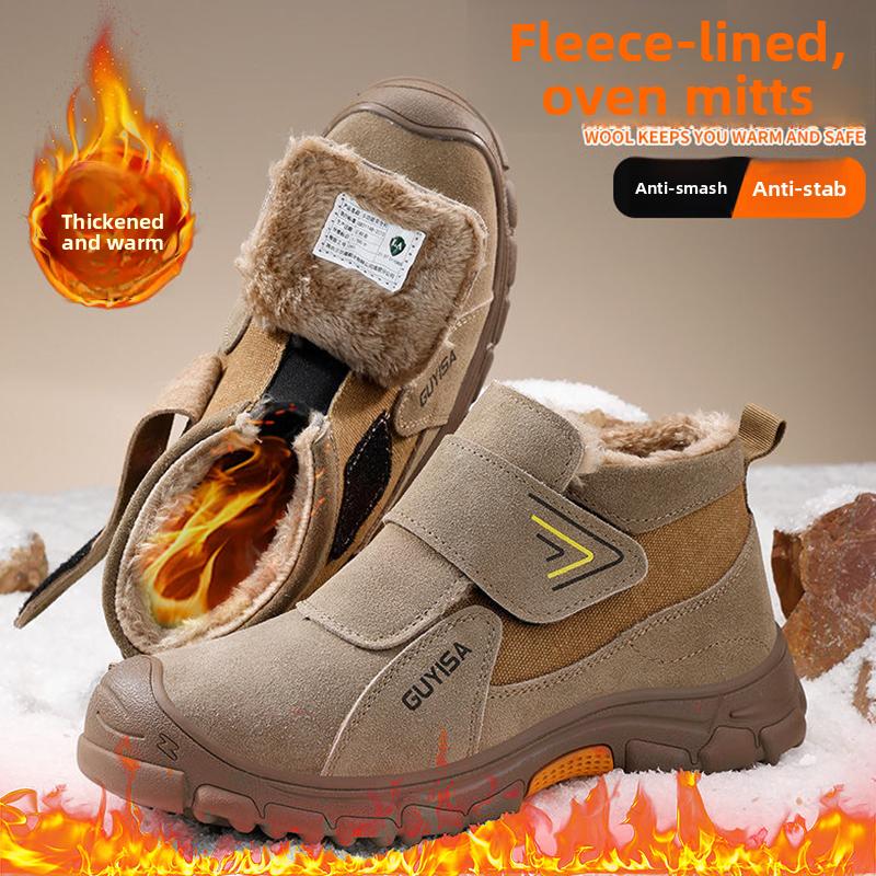 High Quality Safety Shoes Fleece-lined Thickened Warm Steel Toe Security Boots Winter Work Boots Construction Work Shoes36-48
