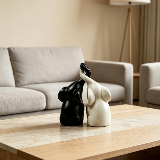 Elephant Figurines Loving Gifts for Couples Wedding Anniversary Modern Elephant Sculpture Ornament
