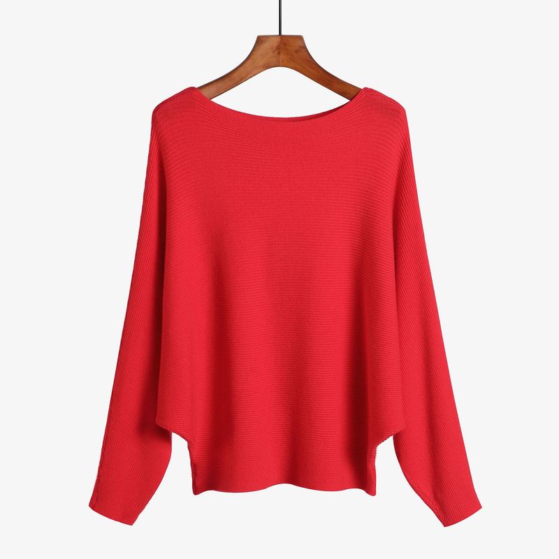 Loose Long Sleeve One-Line Collar Top Loose Long Sleeves off-Shoulder Top Female