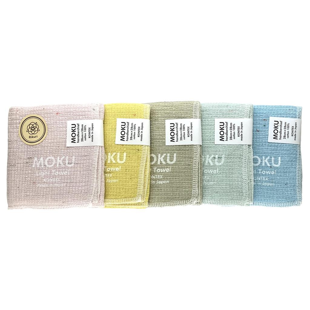 MOKU and Perfect for Gifts and Thank You Gifts [Rikuri] [Contex] Handkerchiefs, 5-Piece Set, Thin, Quick-Drying, Stylish, Absorbent, (Pastel)