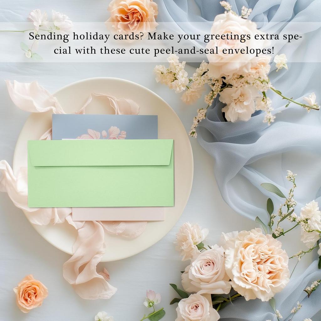 50 Pack Business Envelopes #10, 4.13 x 9.49 Inches Colored Envelopes Self Seal for Business, Invoices, Letter Mailing, Office Checks
